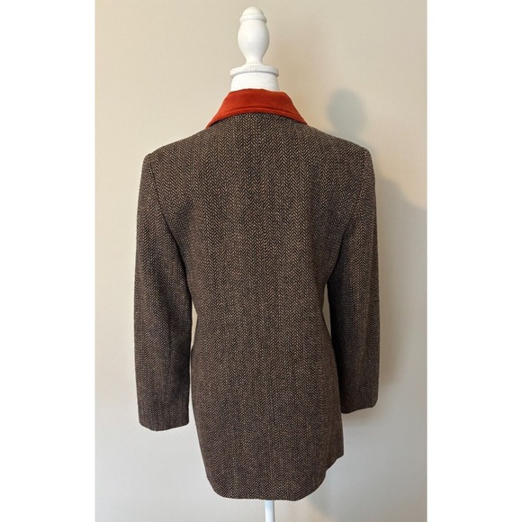 Harve‎ Benard Classic Tweed Wool Blazer Brown Orange Blazer  Size Small Medium - Picture 4 of 6